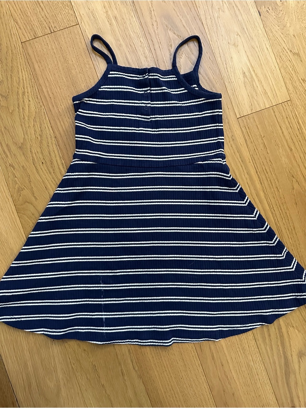 Hanna Andersson Navy and White Striped Fit and Flare Dress